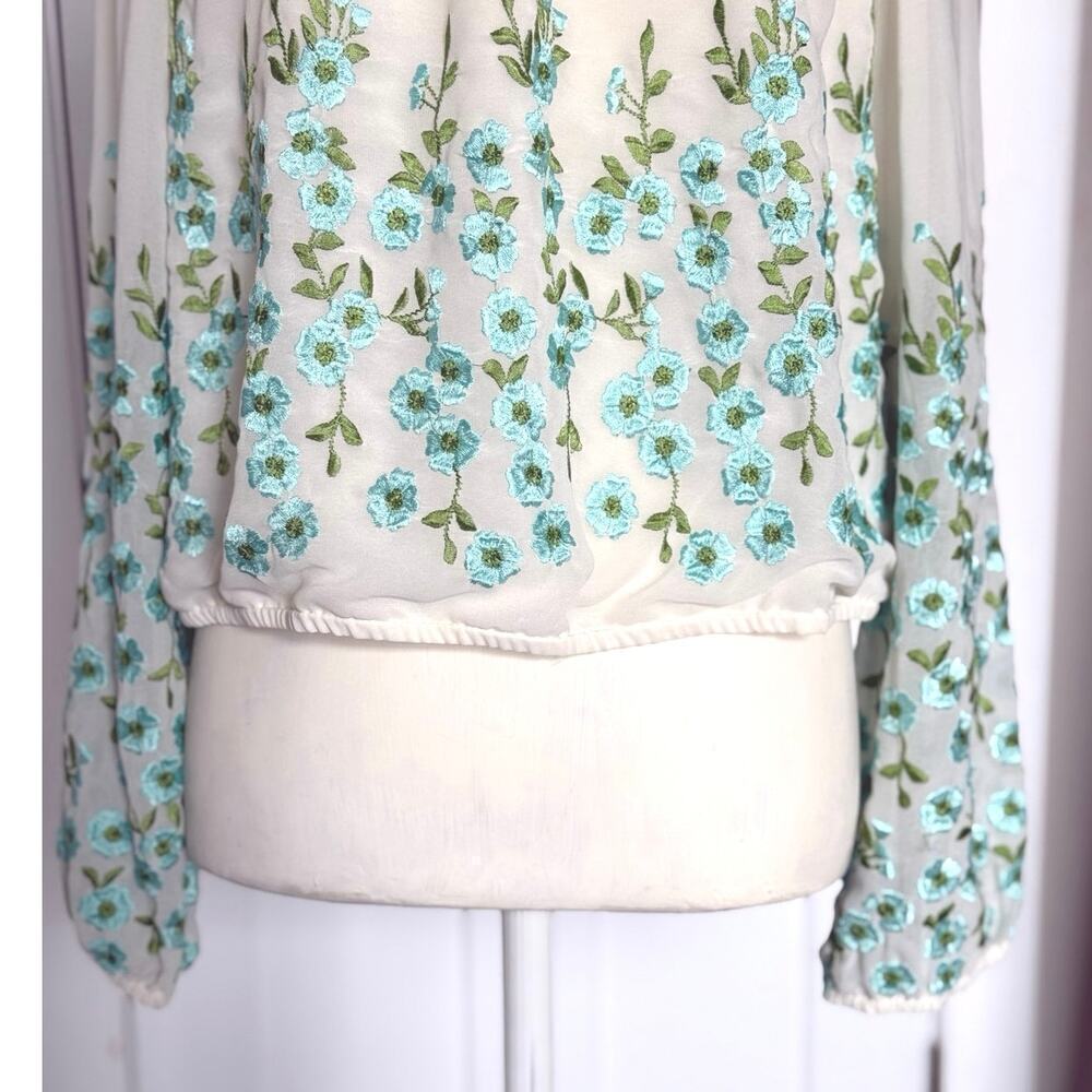 Free People Embroidered Forget Me Not Blouse Womens Medium - Picture 6 of 8